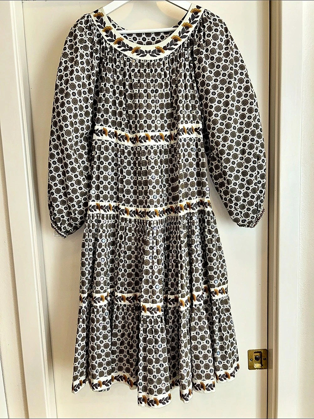 Tory Burch Mirror Embellished Cotton Dress Floral Midi Dress